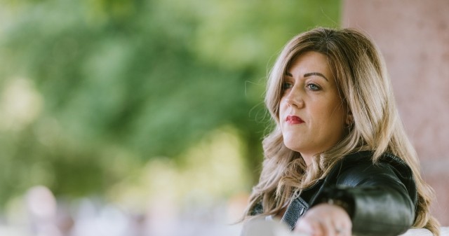 woman on bench