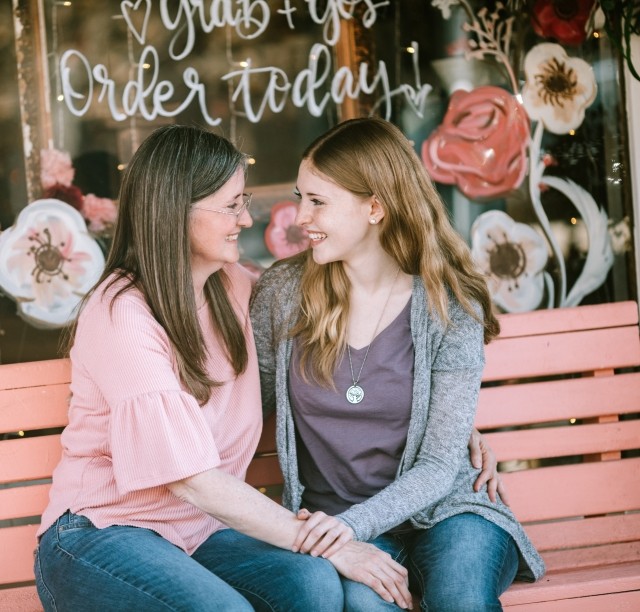mother daughter laughing