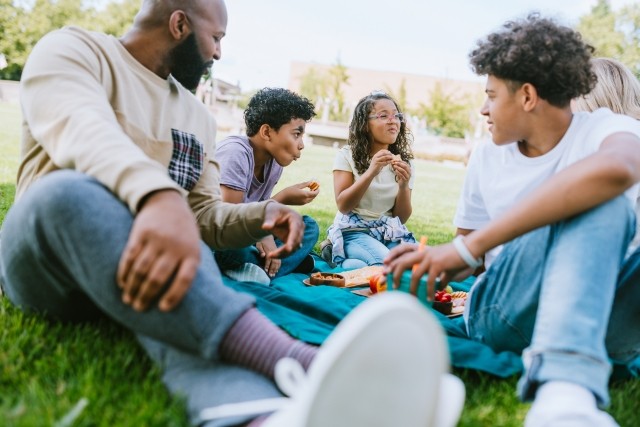 A family having a picnic at a park