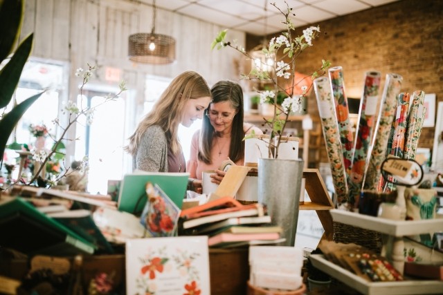 Two women at a crafts store