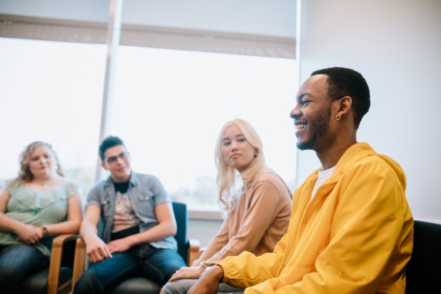 Patients in a group therapy environment