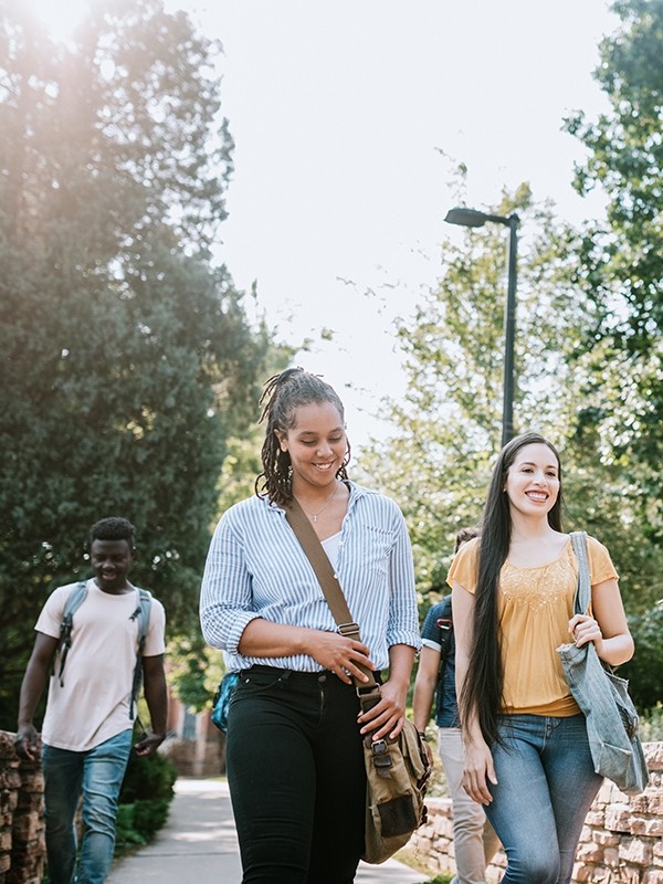 A group of college students on campus