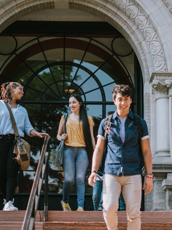 A group of college students on campus