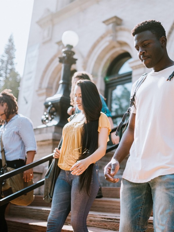 A group of college students on campus