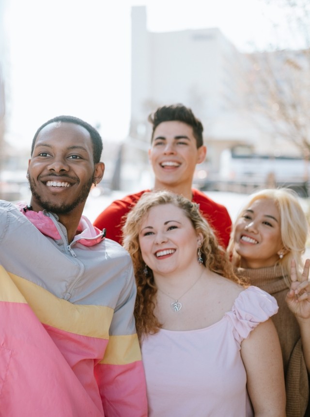 A group of people taking a photo together