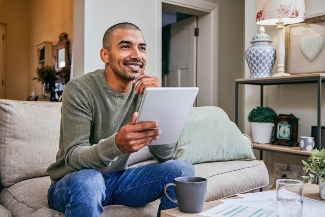 man on tablet