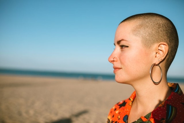 A highly sensitive person at the beach.